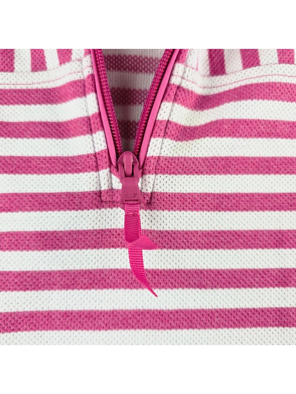 Vineyard Vines Pink White Striped Quarter Zip Pullover Women’s XL - Picture 5 of 10